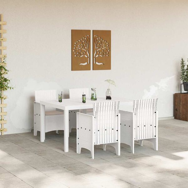 vidaXL Garden Dining Set 5 pcs White Polt rattan
