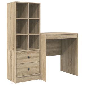 vidaXL Desk with Drawer with Shelf with Storage 2 pcs Sonoma Oak