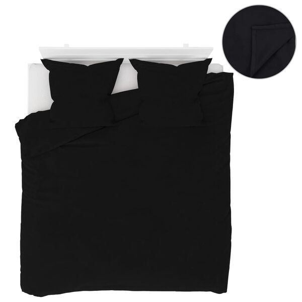 vidaXL 5 Piece Bedding Set Fleece Black 200x200/80x80 cm