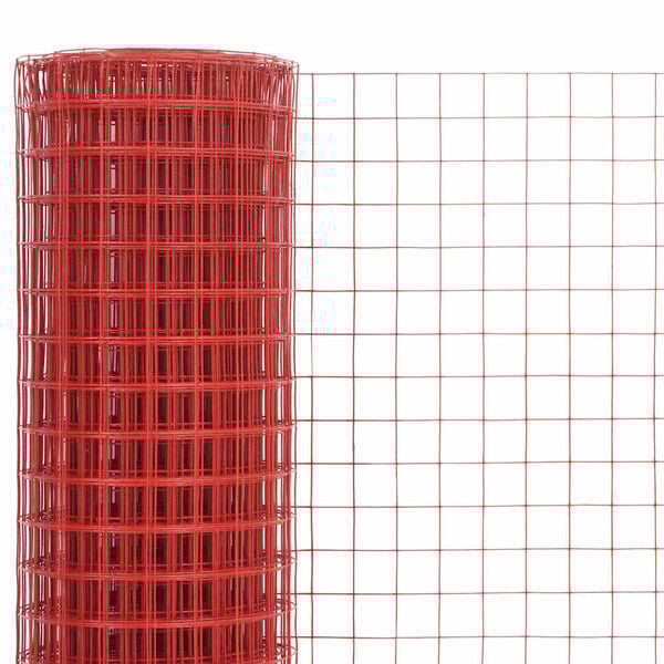 vidaXL Chicken Wire Fence Steel with PVC Coating 25x1 m Red