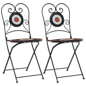 vidaXL Bistro Chairs Foldable 2 pcs Terracotta and White Ceramic