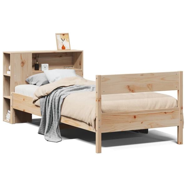 vidaXL Bookcase Bed without Mattress 75x190 cm Small Single Solid Wood Pine