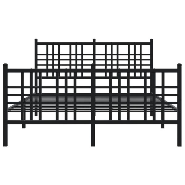 vidaXL Metal Bed Frame without Mattress with Footboard Black 120x200cm