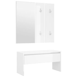 vidaXL Hallway Furniture Set | High gloss white | Engineered wood, acrylic