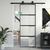 vidaXL Sliding Door Black 76x205 cm Tempered Glass and Aluminium