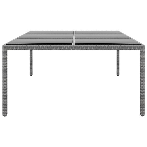 vidaXL Garden Table 200x150x75 cm Tempered Glass and Poly Rattan Grey