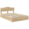 vidaXL Storage Bed with Drawer Sonoma Oak 140 x 190 cm Engineered Wood