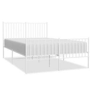 vidaXL Metal Bed Frame without Mattress with Footboard White 140x190cm