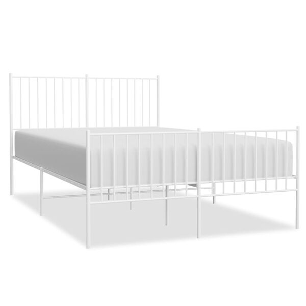 vidaXL Metal Bed Frame without Mattress with Footboard White 140x190cm