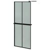 vidaXL Walk-in Shower Wall with Shelf Black 80x195 cm