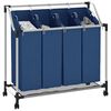 vidaXL Laundry Sorter with 4 Bags Blue Steel