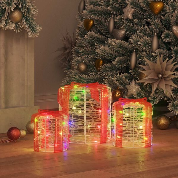 vidaXL Gift Box Decoration 3 pcs Colourful 20 x 20 x 21 cm Acrylic