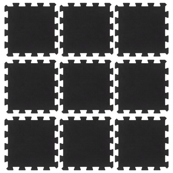 vidaXL Rubber Floor Tiles 9 pcs Black 16 mm 30x30 cm