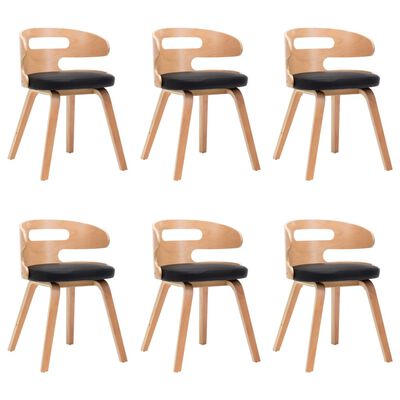 vidaXL Dining Chairs 6 pcs Black Bent Wood and Faux Leather