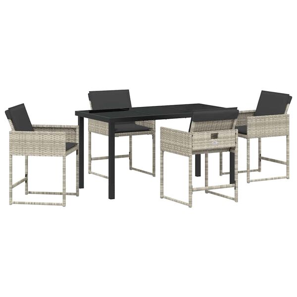 vidaXL Garden Dining Set 5 pcs Light Grey Poly Rattan