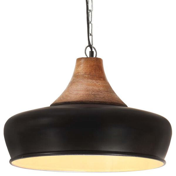 vidaXL Industrial Hanging Lamp Black Iron & Solid Wood 26 cm E27