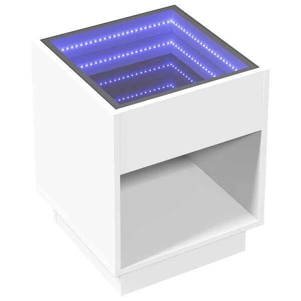 vidaXL Bedside Table with Infinity LED White 40x40x50 cm