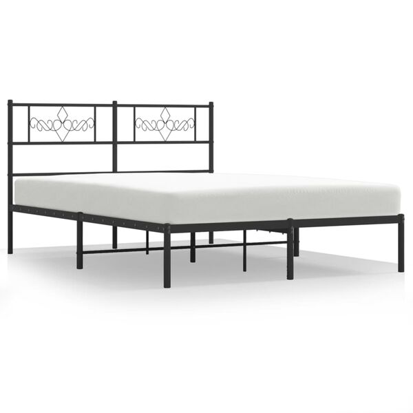 vidaXL Metal Bed Frame without Mattress with Headboard Black 120x200cm