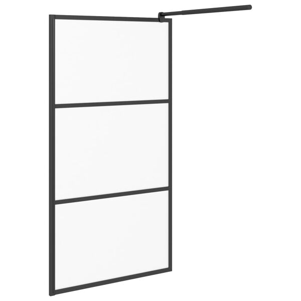 vidaXL Walk-in Shower Wall 100x195 cm Frosted ESG Glass Black