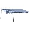 vidaXL Manual Retractable Awning with LED 400x350 cm Blue and White