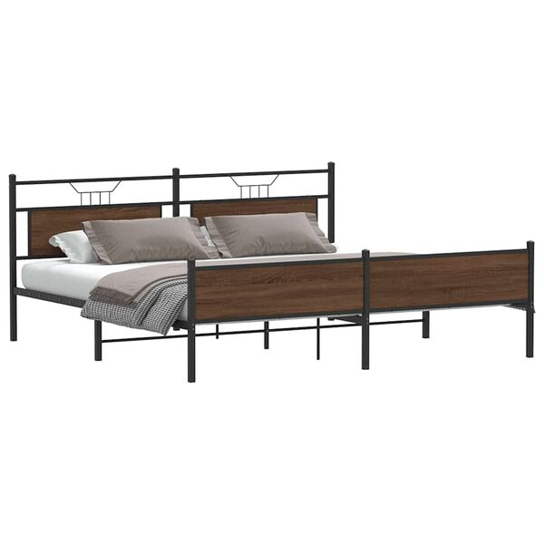 vidaXL Metal Bed Frame without Mattress Brown Oak 200x200 cm