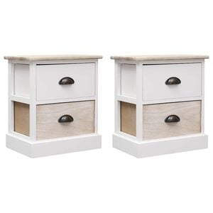 vidaXL Nightstands 2 pcs White and Natural 38x28x45 cm Paulownia Wood