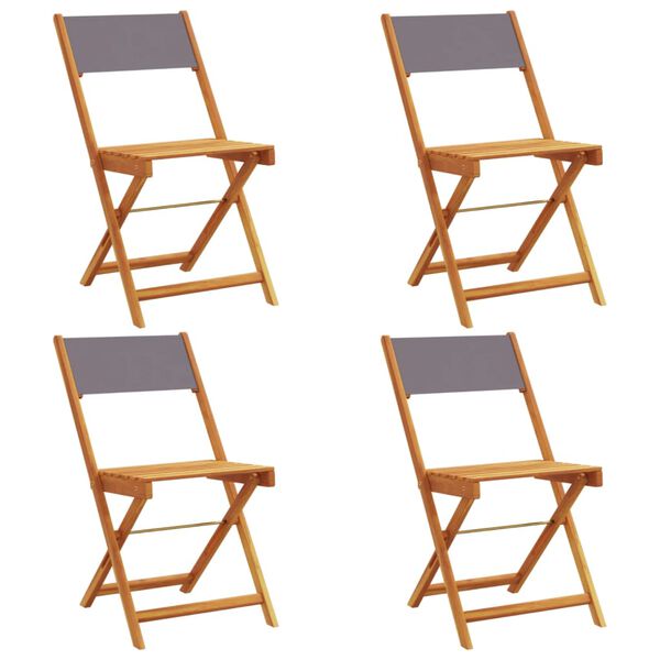 vidaXL Folding Garden Chairs 4 pcs Anthracite Fabric and Solid Wood