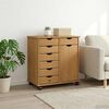 vidaXL Rolling Cabinet Honey Brown 63.5 x 39 x 65.5 cm Solid Pine Wood