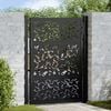 vidaXL Garden Gate Black 100x125 cm Steel Leaf Design