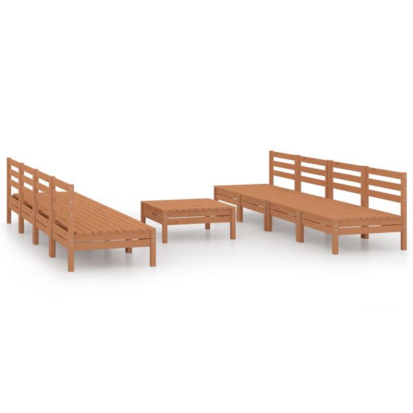 vidaXL 9 Piece Garden Lounge Set Honey Brown Solid Pinewood