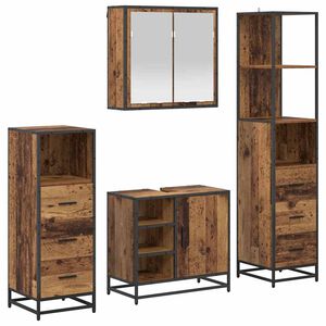 vidaXL Bathroom Furniture Set 4 pcs Old Wood Engineered Wood