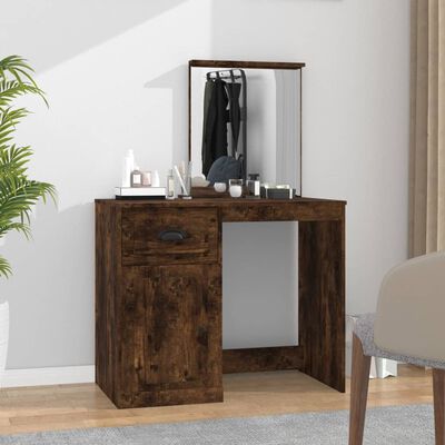 vidaXL Dressing Table with Mirror Smoked Oak 90x50x132.5 cm Engineered Wood