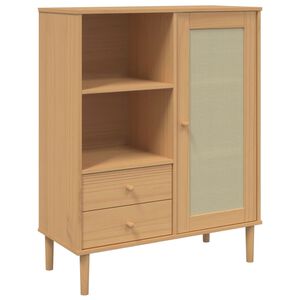 vidaXL Highboard SENJA Rattan Look Brown 90x40x112 cm Solid Wood Pine