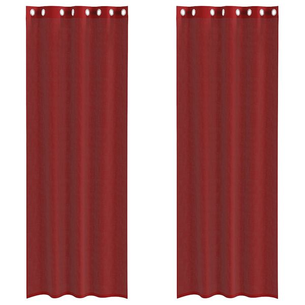 vidaXL Voile Curtains with Grommets 2 pcs Wine Red