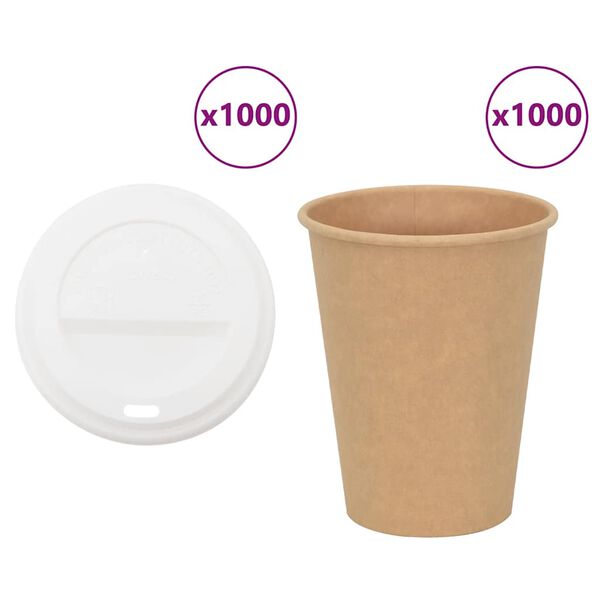 vidaXL Paper Coffee Cups with Lids 1000 pcs 12oz 300ml