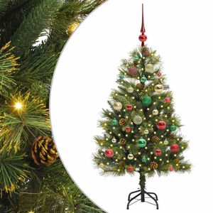 vidaXL Artificial Hinged Christmas Tree with Cones Green 120 cm