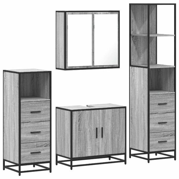 vidaXL 4&nbsp;Piece Bathroom Furniture Set&nbsp;Grey Sonoma Engineered Wood