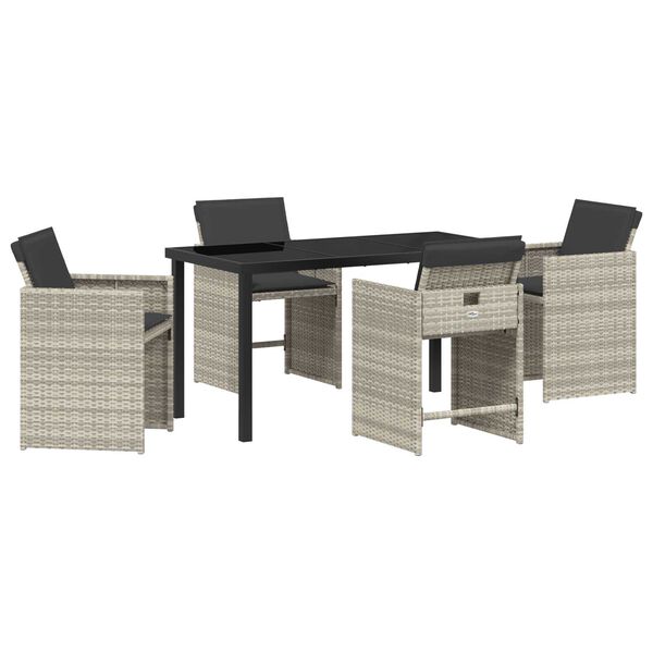 vidaXL Garden Dining Set 5 pcs Light Grey Poly Rattan