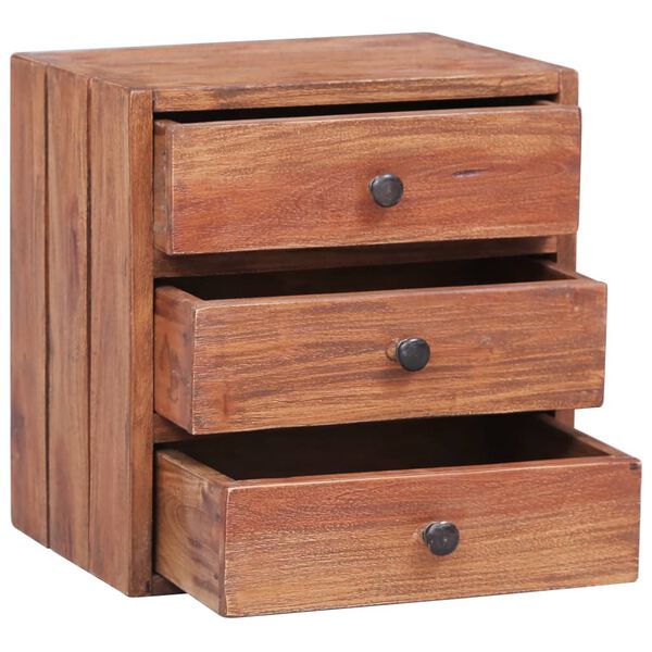 vidaXL Bedside Cabinet with 3 Drawers 35x25x35 cm Solid Mahogany Wood