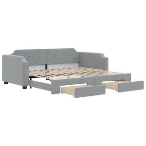 vidaXL Daybed with Trundle&Drawers Light Grey 90x190 cm