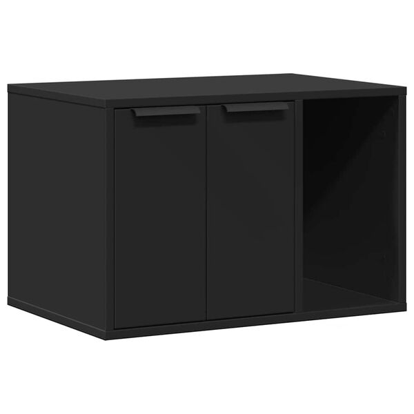 vidaXL Cat Litter Box Enclosure Black 60x40x40 cm Engineered Wood