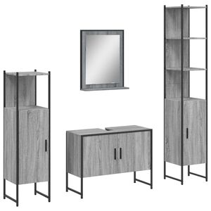 vidaXL 4 Piece Bathroom Cabinet Set Grey Sonoma Engineered Wood