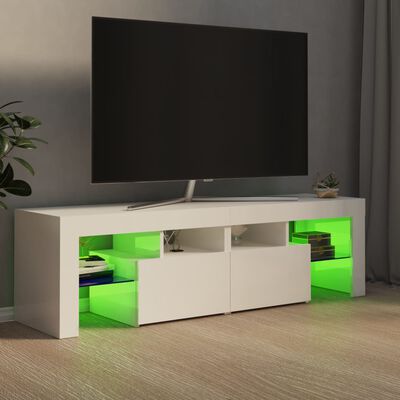 vidaXL TV Cabinet with LED Lights High Gloss White 140x36.5x40 cm