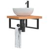 vidaXL Basin Shelf Wall Mounted Steel and Solid Wood Beech