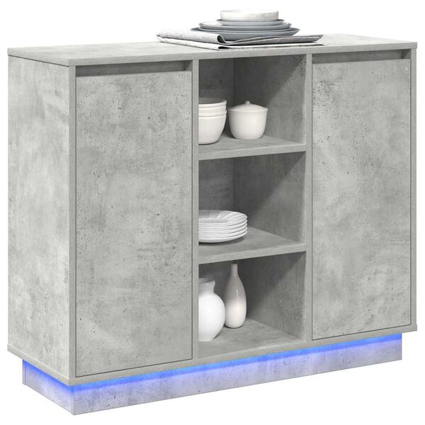 vidaXL LED Sideboard Concrete Grey 90 x 32 x 75 cm Engineered Wood