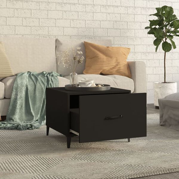 vidaXL Coffee Table with Metal Legs 2 pcs Black 50x50x40 cm