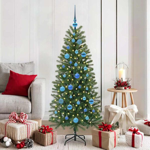 vidaXL Artificial Christmas Tree with 150 LEDs Green 150 cm PE and PVC