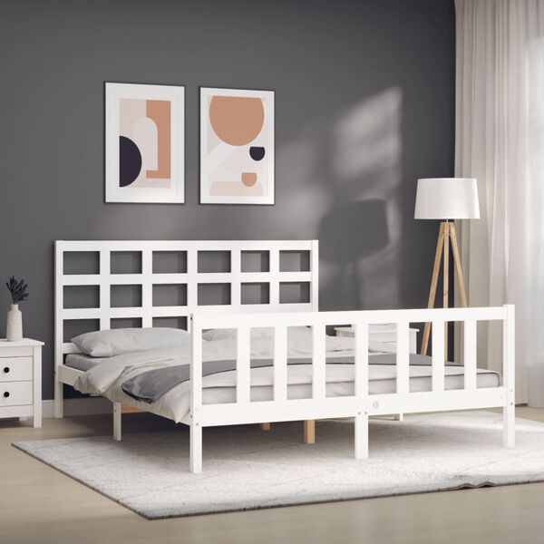 vidaXL Bed Frame without Mattress White 160x200 cm Solid Wood Pine