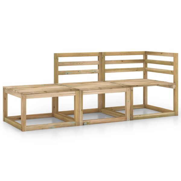 vidaXL 3 Piece Garden Lounge Set Green Impregnated Pinewood