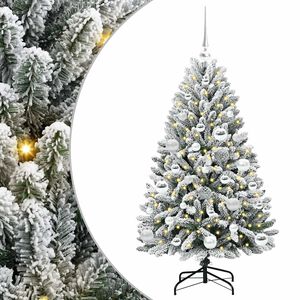 vidaXL Artificial Hinged Christmas Tree Green and White 120 cm